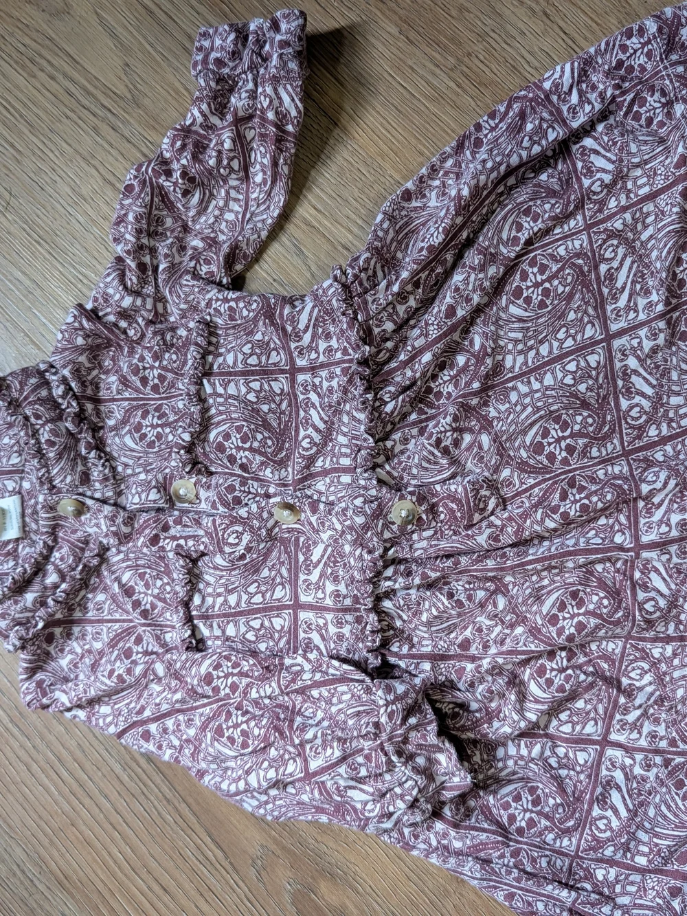 kate quinn Mauve Floral Print Long Sleeve Dress